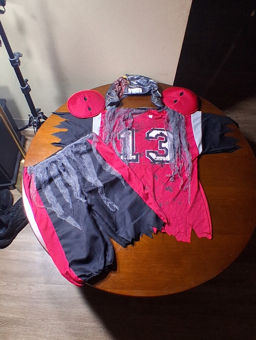Dead Zone Zombie Red & Black Kids' Number 13 Halloween Jersey and Shorts Set